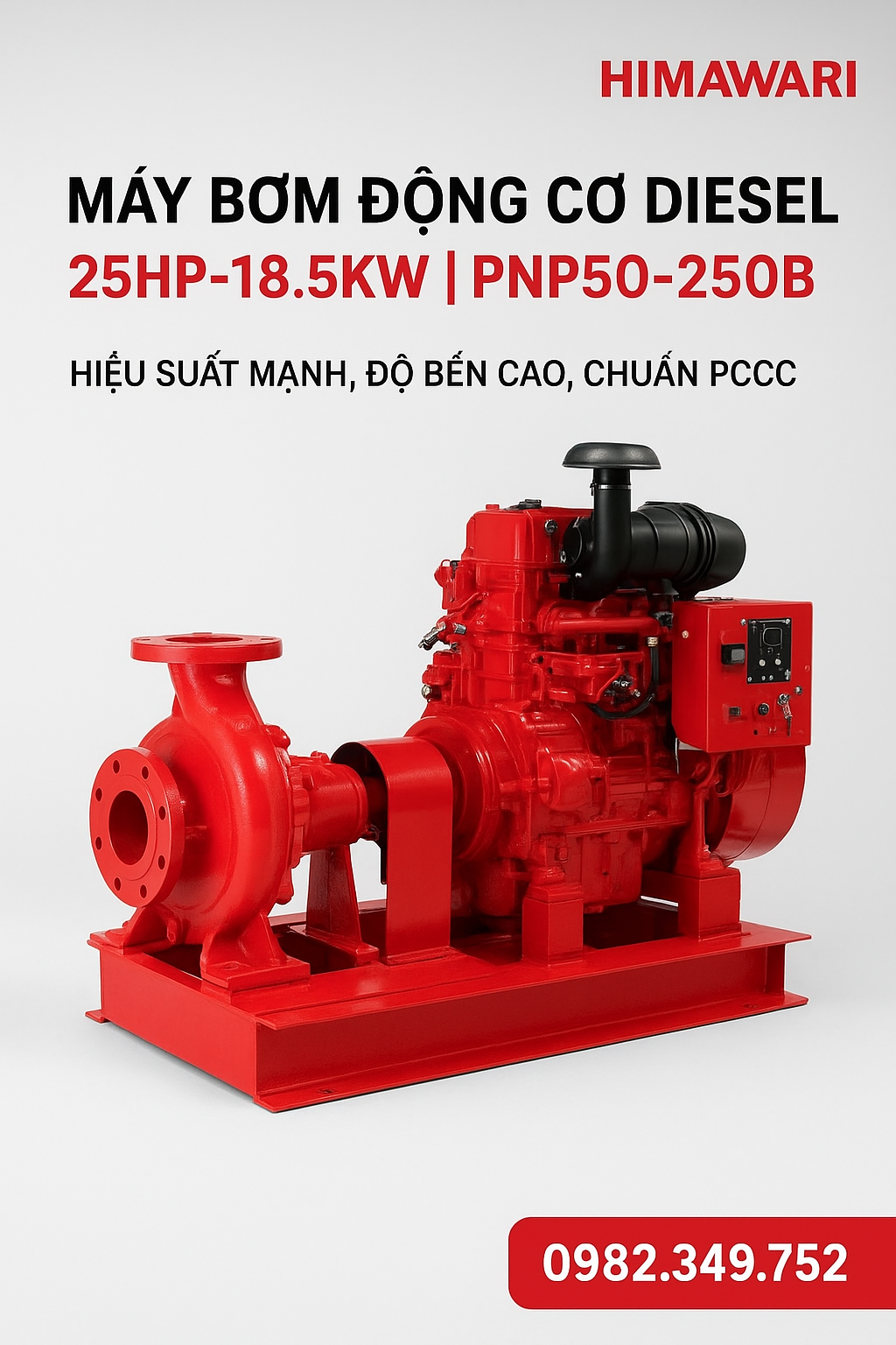 MÁY BƠM ĐỘNG CƠ DIESEL 25HP – 18.5KW
